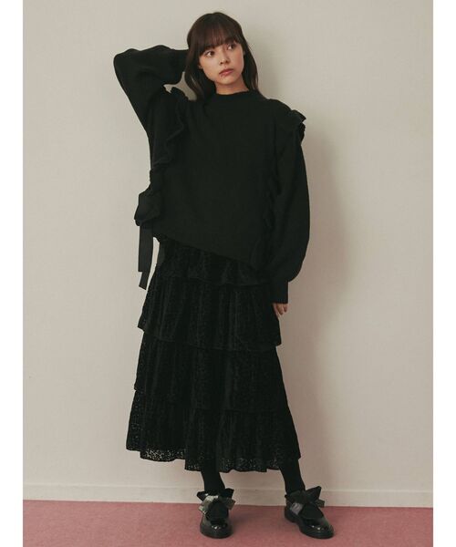 merry jenny(メリージェニー)の「flowerオパールティアードスカート(スカート・レディース・ブラック/アイボリー・FREE)」の17枚目の写真