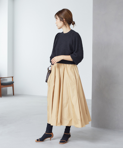 Plage Memory Taffeta スカート　ブラック　フレアスカート Memory Taffeta Tack スカート（その他スカート）｜Plage
