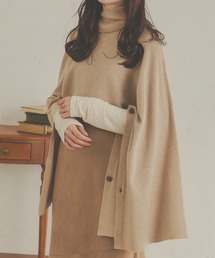 リブニットハイネックポンチョ/【WEB/EC限定商品】
