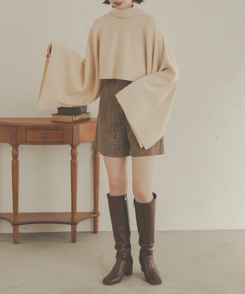 Ambre Neige(アンブルネージュ)の「リブニットハイネックポンチョ/【WEB/EC限定商品】(ニット/セーター・レディース・アイボリー/モカ/ベージュ・FREE)」の6枚目の写真