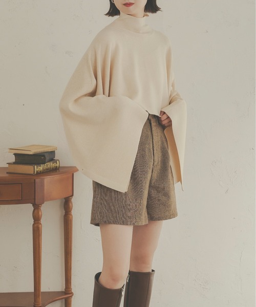 Ambre Neige(アンブルネージュ)の「リブニットハイネックポンチョ/【WEB/EC限定商品】(ニット/セーター・レディース・アイボリー/モカ/ベージュ・FREE)」の5枚目の写真