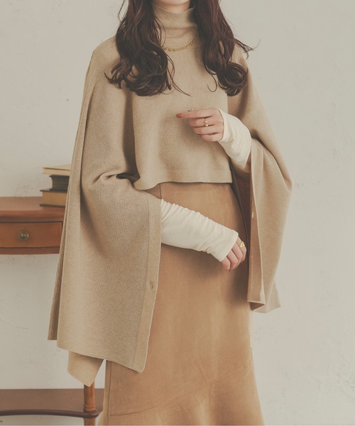 Ambre Neige(アンブルネージュ)の「リブニットハイネックポンチョ/【WEB/EC限定商品】(ニット/セーター・レディース・アイボリー/モカ/ベージュ・FREE)」の14枚目の写真
