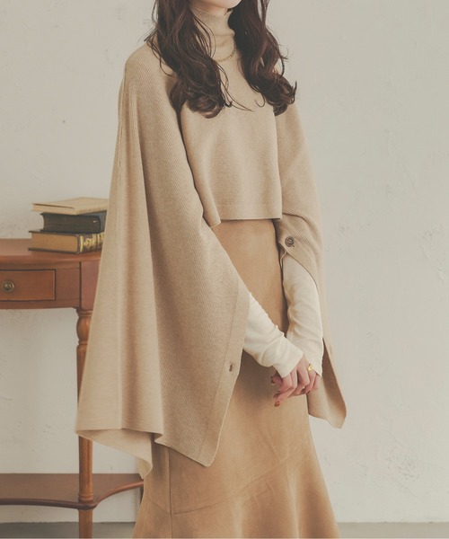 Ambre Neige(アンブルネージュ)の「リブニットハイネックポンチョ/【WEB/EC限定商品】(ニット/セーター・レディース・アイボリー/モカ/ベージュ・FREE)」の15枚目の写真
