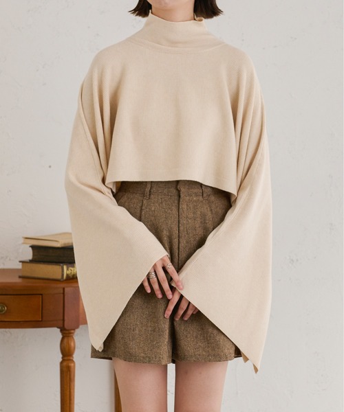 Ambre Neige(アンブルネージュ)の「リブニットハイネックポンチョ/【WEB/EC限定商品】(ニット/セーター・レディース・アイボリー/モカ/ベージュ・FREE)」の19枚目の写真