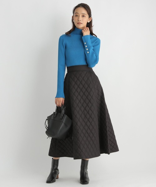 Andemiu（アンデミュウ）の「キルティングスカート180388（スカート・レディース・ブラック/ブルー/アイボリー・MEDIUM/SMALL）」の4枚目の写真