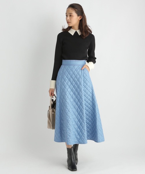Andemiu（アンデミュウ）の「キルティングスカート180388（スカート・レディース・ブラック/ブルー/アイボリー・MEDIUM/SMALL）」の8枚目の写真