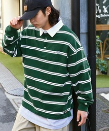 Dickies/ディッキーズ ロゴ刺繍 マルチボーダーオーバーサイズラガーシャツ