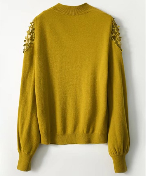 LOPASS（ロパス）の「レースショルダーニットトップス（ニット/セーター・レディース・ブラック/Mustard/ベージュ・M/L）」の8枚目の写真