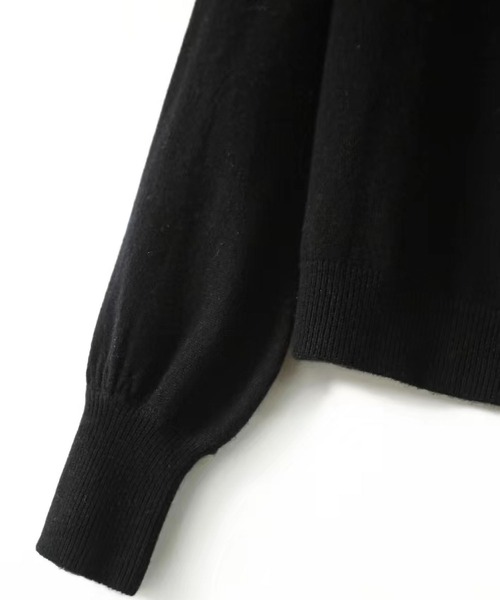 LOPASS（ロパス）の「レースショルダーニットトップス（ニット/セーター・レディース・ブラック/Mustard/ベージュ・M/L）」の4枚目の写真