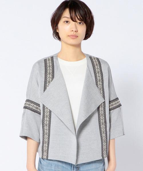 Another Edition（アナザーエディション）の「テープジャカードカーディガン/AEBC TAPE JQD CGN◆（カーディガン/ボレロ・レディース・グレー/ネイビー・フリー）」の4枚目の写真
