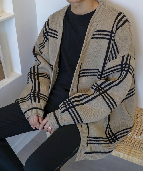 NEW GENTLEMAN（ニュージェントルマン）の「クロスオーバー ルーズカーディガン（カーディガン/ボレロ・メンズ・ブラック/ベージュ・M/L）」の2枚目の写真