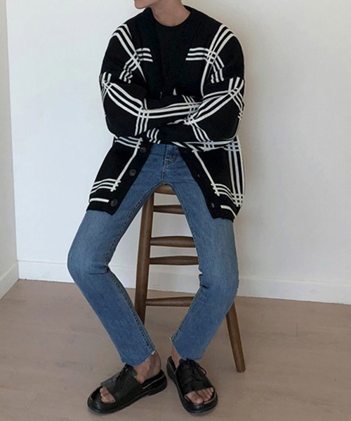 NEW GENTLEMAN（ニュージェントルマン）の「クロスオーバー ルーズカーディガン（カーディガン/ボレロ・メンズ・ブラック/ベージュ・M/L）」の6枚目の写真