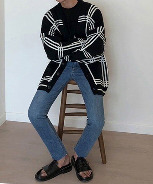 NEW GENTLEMAN（ニュージェントルマン）の「クロスオーバー ルーズカーディガン（カーディガン/ボレロ・メンズ・ブラック/ベージュ・M/L）」の7枚目の写真