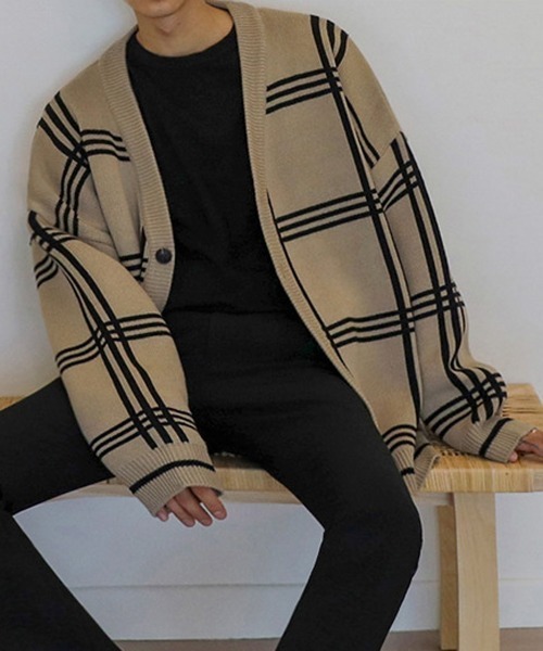 NEW GENTLEMAN（ニュージェントルマン）の「クロスオーバー ルーズカーディガン（カーディガン/ボレロ・メンズ・ブラック/ベージュ・M/L）」の9枚目の写真