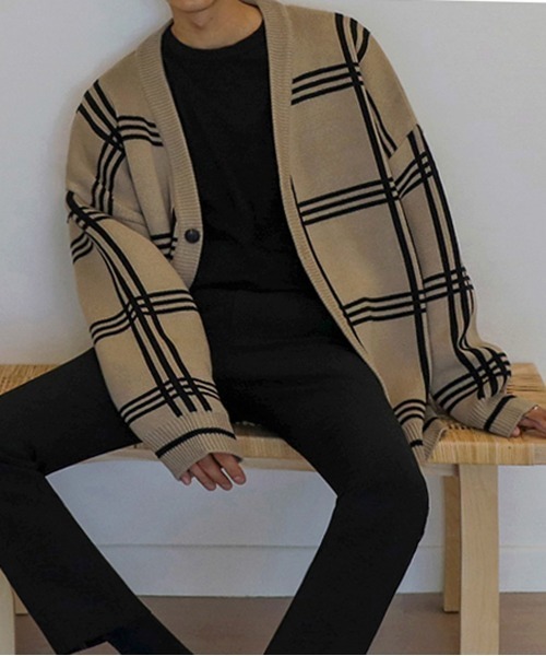 NEW GENTLEMAN（ニュージェントルマン）の「クロスオーバー ルーズカーディガン（カーディガン/ボレロ・メンズ・ブラック/ベージュ・M/L）」の13枚目の写真