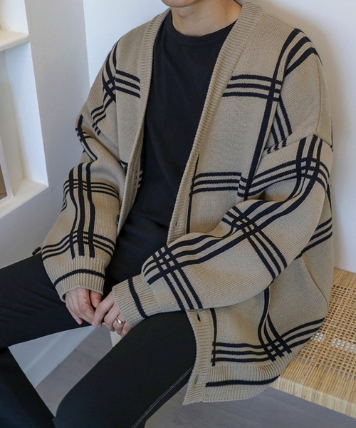 NEW GENTLEMAN（ニュージェントルマン）の「クロスオーバー ルーズカーディガン（カーディガン/ボレロ・メンズ・ブラック/ベージュ・M/L）」の14枚目の写真