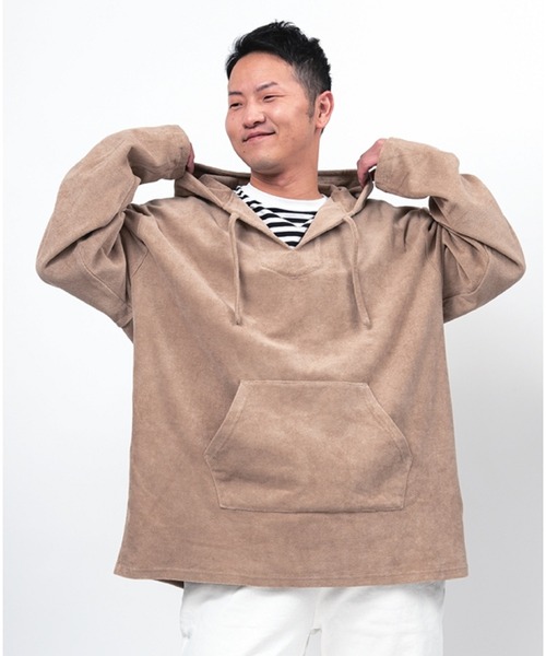 Alil（アリル）の「【Alil】パイル メキシカンパーカー 大人カジュアル（パーカー・メンズ・グレイッシュベージュ/ブラック・SMALL/MEDIUM/LARGE）」の8枚目の写真