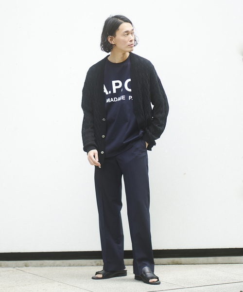 EDIFICE LA BOUCLE（エディフィスラブークル）の「【LA BOUCLE / ラブークル】Vネック カーディガン オープンワークニット（カーディガン/ボレロ・メンズ・ブラウン/ブラック/アイボリー・1/2）」の11枚目の写真