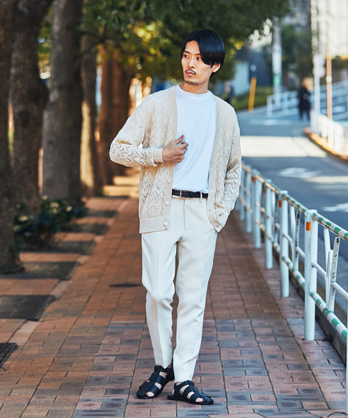 EDIFICE LA BOUCLE（エディフィスラブークル）の「【LA BOUCLE / ラブークル】Vネック カーディガン オープンワークニット（カーディガン/ボレロ・メンズ・ブラウン/ブラック/アイボリー・1/2）」の18枚目の写真