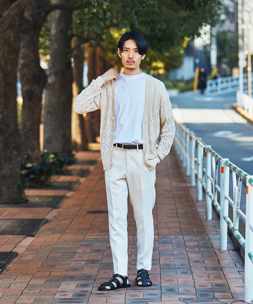 EDIFICE LA BOUCLE（エディフィスラブークル）の「【LA BOUCLE / ラブークル】Vネック カーディガン オープンワークニット（カーディガン/ボレロ・メンズ・ブラウン/ブラック/アイボリー・1/2）」の19枚目の写真