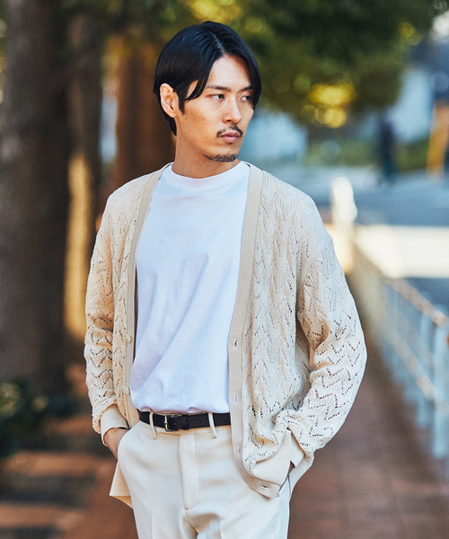 EDIFICE LA BOUCLE（エディフィスラブークル）の「【LA BOUCLE / ラブークル】Vネック カーディガン オープンワークニット（カーディガン/ボレロ・メンズ・ブラウン/ブラック/アイボリー・1/2）」の21枚目の写真