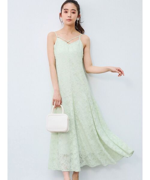 MERCURYDUO（マーキュリーデュオ）の「カットジャガードベア付キャミワンピース（ワンピース・レディース・ライム/アイボリー・MEDIUM/SMALL）」の9枚目の写真