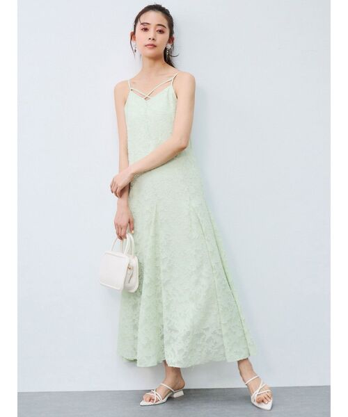 MERCURYDUO（マーキュリーデュオ）の「カットジャガードベア付キャミワンピース（ワンピース・レディース・ライム/アイボリー・MEDIUM/SMALL）」の10枚目の写真