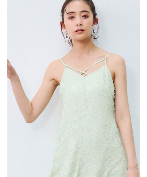 MERCURYDUO（マーキュリーデュオ）の「カットジャガードベア付キャミワンピース（ワンピース・レディース・ライム/アイボリー・MEDIUM/SMALL）」の11枚目の写真