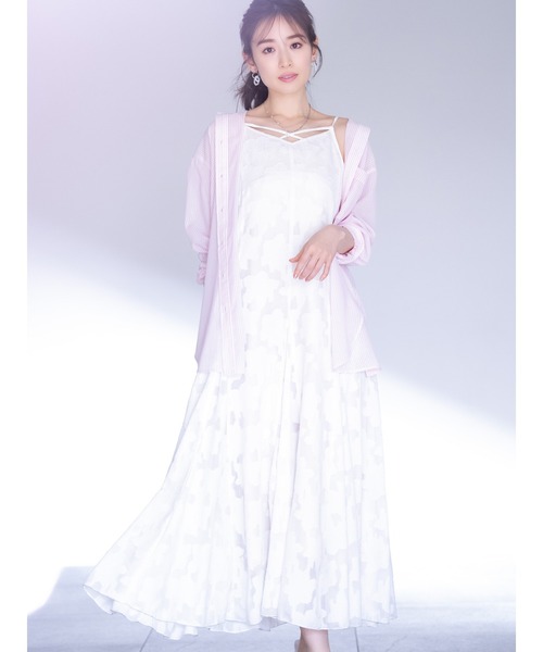 MERCURYDUO（マーキュリーデュオ）の「カットジャガードベア付キャミワンピース（ワンピース・レディース・ライム/アイボリー・MEDIUM/SMALL）」の2枚目の写真