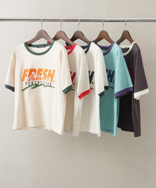 SpRay（スプレイ）の「ロゴリンガーTシャツ（Tシャツ/カットソー・レディース・ライトブルー/アイボリー/チャコールグレー/オフホワイト/オートミール・FREE）」の10枚目の写真