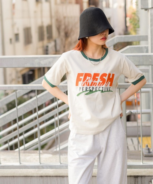 SpRay（スプレイ）の「ロゴリンガーTシャツ（Tシャツ/カットソー・レディース・ライトブルー/アイボリー/チャコールグレー/オフホワイト/オートミール・FREE）」の15枚目の写真