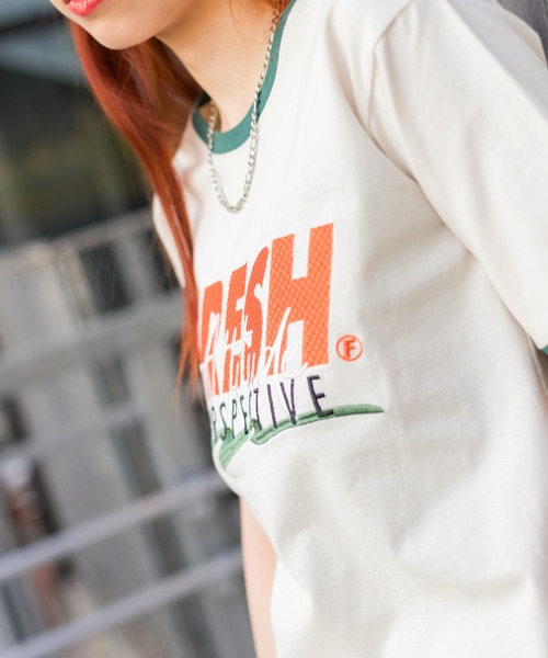 SpRay（スプレイ）の「ロゴリンガーTシャツ（Tシャツ/カットソー・レディース・ライトブルー/アイボリー/チャコールグレー/オフホワイト/オートミール・FREE）」の14枚目の写真