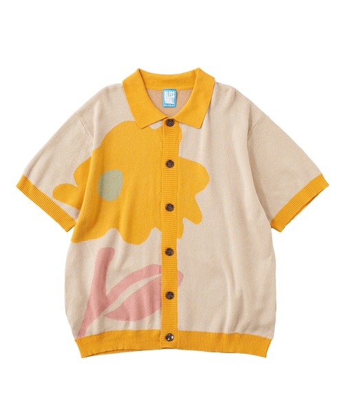 WHO'S WHO gallery（フーズフーギャラリー）の「BLESS YOU フラワーポロニット（ポロシャツ・メンズ・ネイビー/ベージュ/ブラック・FREE）」の6枚目の写真