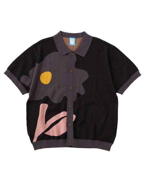 WHO'S WHO gallery（フーズフーギャラリー）の「BLESS YOU フラワーポロニット（ポロシャツ・メンズ・ネイビー/ベージュ/ブラック・FREE）」の8枚目の写真