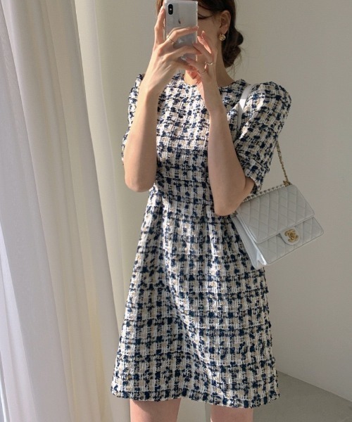 LAC-VERT（ラック・ヴェール）の「ツイードワンピース（ワンピース・レディース・ベージュ/ネイビー・FREE）」の7枚目の写真