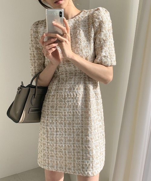 LAC-VERT（ラック・ヴェール）の「ツイードワンピース（ワンピース・レディース・ベージュ/ネイビー・FREE）」の12枚目の写真