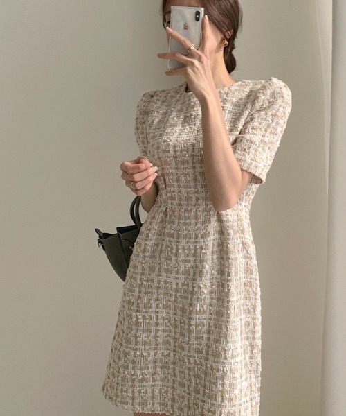 LAC-VERT（ラック・ヴェール）の「ツイードワンピース（ワンピース・レディース・ベージュ/ネイビー・FREE）」の13枚目の写真