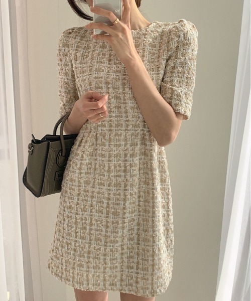 LAC-VERT（ラック・ヴェール）の「ツイードワンピース（ワンピース・レディース・ベージュ/ネイビー・FREE）」の14枚目の写真