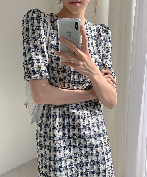 LAC-VERT（ラック・ヴェール）の「ツイードワンピース（ワンピース・レディース・ベージュ/ネイビー・FREE）」の16枚目の写真