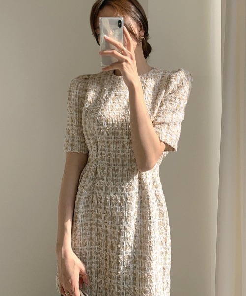 LAC-VERT（ラック・ヴェール）の「ツイードワンピース（ワンピース・レディース・ベージュ/ネイビー・FREE）」の17枚目の写真
