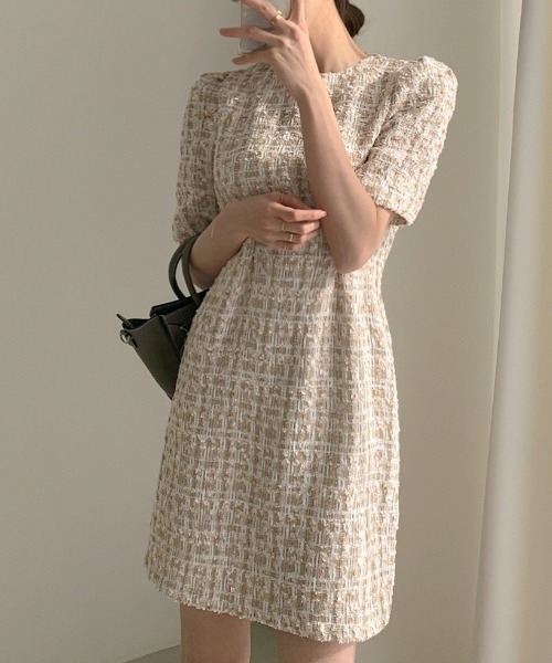 LAC-VERT（ラック・ヴェール）の「ツイードワンピース（ワンピース・レディース・ベージュ/ネイビー・FREE）」の18枚目の写真