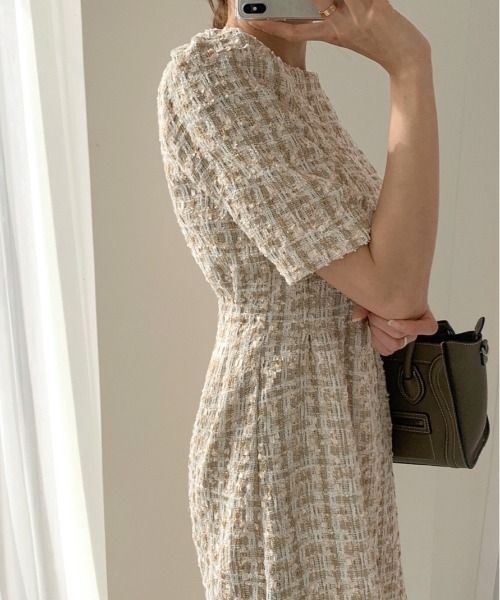 LAC-VERT（ラック・ヴェール）の「ツイードワンピース（ワンピース・レディース・ベージュ/ネイビー・FREE）」の19枚目の写真