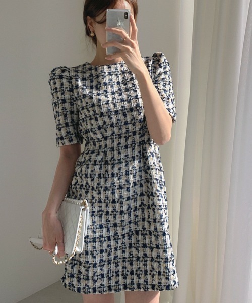 LAC-VERT（ラック・ヴェール）の「ツイードワンピース（ワンピース・レディース・ベージュ/ネイビー・FREE）」の21枚目の写真