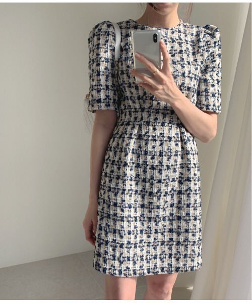 LAC-VERT（ラック・ヴェール）の「ツイードワンピース（ワンピース・レディース・ベージュ/ネイビー・FREE）」の22枚目の写真
