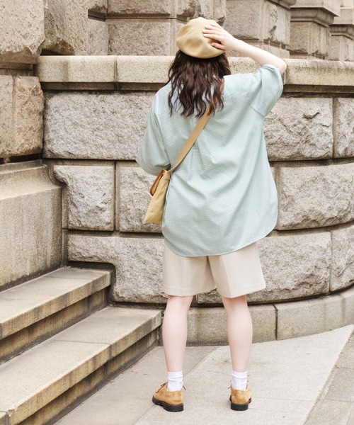 PENNEYS（ぺニーズ）の「PENNEYS/ペニーズ 別注 タイガーロゴ ワッペン刺繍 レギュラーカラーギンガムチェック半袖シャツ（シャツ/ブラウス・レディース・チャコールグレー/ブラック/グリーン/ブルー/レッド・FREE）」の11枚目の写真