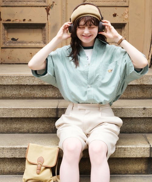 PENNEYS（ぺニーズ）の「PENNEYS/ペニーズ 別注 タイガーロゴ ワッペン刺繍 レギュラーカラーギンガムチェック半袖シャツ（シャツ/ブラウス・レディース・チャコールグレー/ブラック/グリーン/ブルー/レッド・FREE）」の12枚目の写真