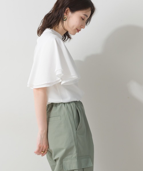 terrace（テラス）の「オーバーケープブラウス（シャツ/ブラウス・レディース・ブラック/グレイッシュベージュ/オフホワイト/オレンジ/カーキ/パープル/ブルー・MEDIUM）」の11枚目の写真