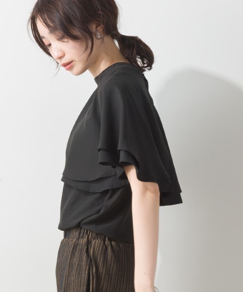 terrace（テラス）の「オーバーケープブラウス（シャツ/ブラウス・レディース・ブラック/グレイッシュベージュ/オフホワイト/オレンジ/カーキ/パープル/ブルー・MEDIUM）」の12枚目の写真