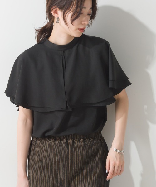 terrace（テラス）の「オーバーケープブラウス（シャツ/ブラウス・レディース・ブラック/グレイッシュベージュ/オフホワイト/オレンジ/カーキ/パープル/ブルー・MEDIUM）」の15枚目の写真