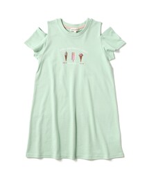 ◆【110-140cm/接触冷感】肩あきTシャツワンピ